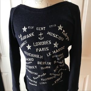J Crew slub navy sweater tee in thick cotton world traveler size small